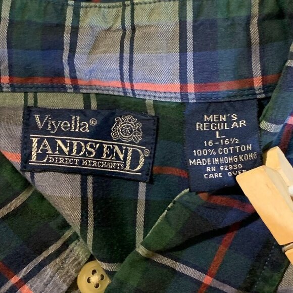 Lands' End Men's Plaid Check (Lot of 3) Button Up Long Sleeve Shirt Size 16.5/32 - Picture 10 of 14